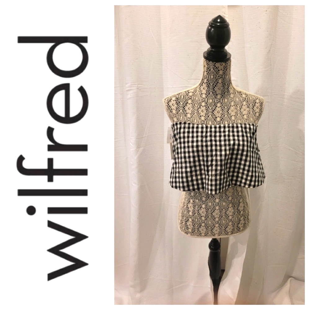NEW Aritzia Wilfred Bonaventure Blouse Crop Gingham check Top Size S